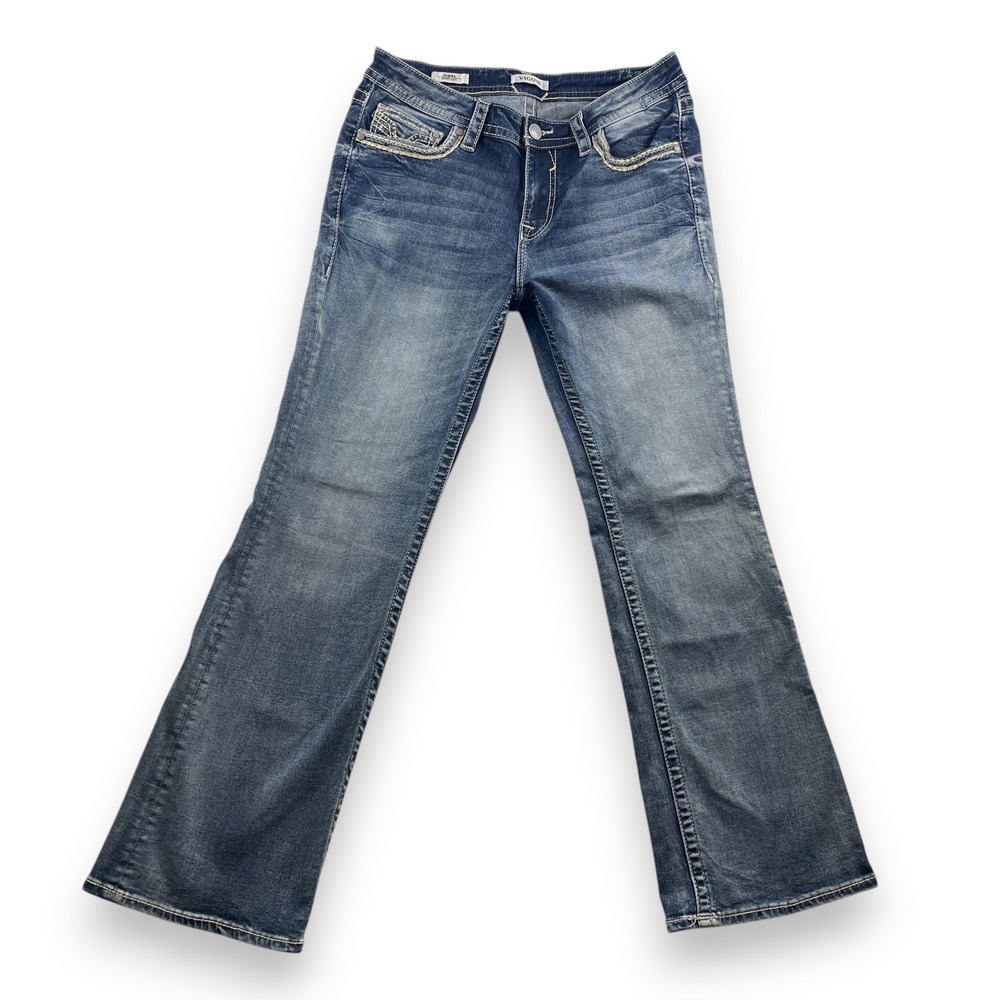 Vigoss Kendra Bootcut Jeans Thick Stitch Blue Denim P01298A Womens 32 14